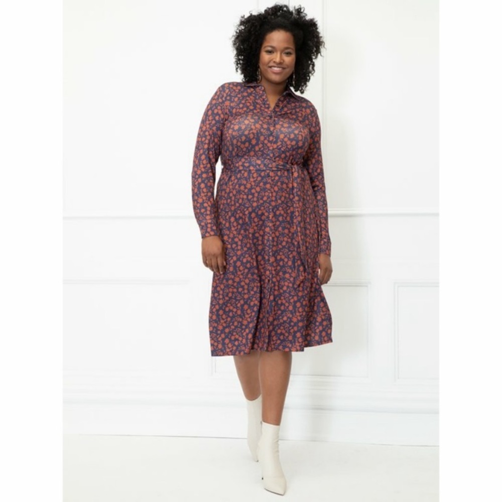 Eloquii Elements Tie-Waist Midi Shirtdress